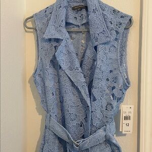Blue Lace Sleeveless Vest